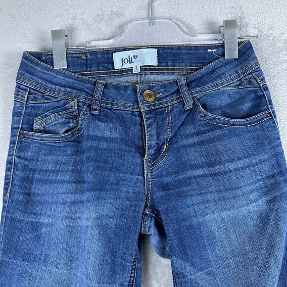 Jolt Straight Leg Jeans Womens Size 5 Embroidered Pockets Low Rise Blue - Picture 3 of 12